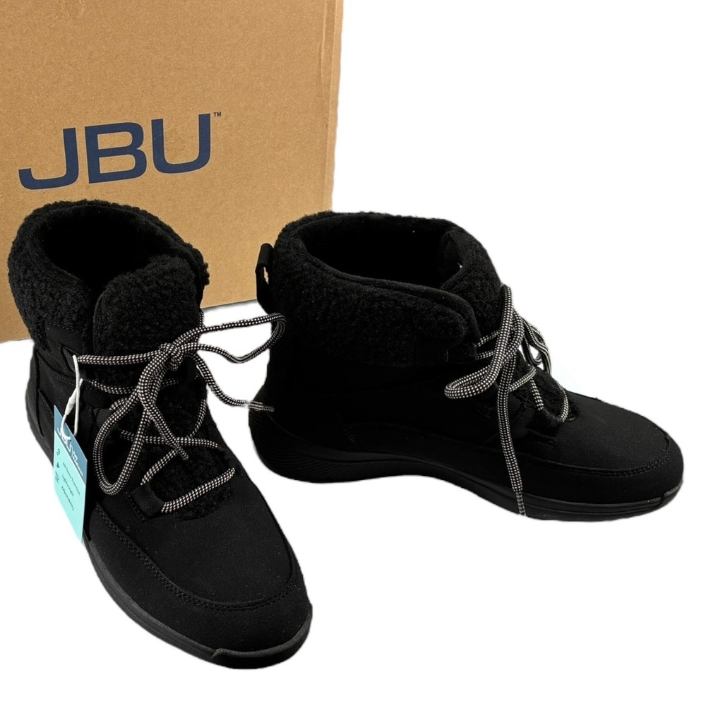 JBU Jambu Freeze Black FauxShearling LaceUp Booties Lightweight Traction 8.5M‎